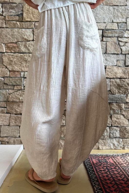 Lalli Damask Classic Tapered Barrel Leg Pant Stone